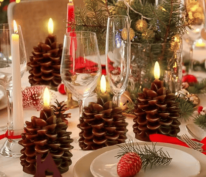 Battery-Operated Pine Cone Candle — Safe Flameless LED Light Homezys