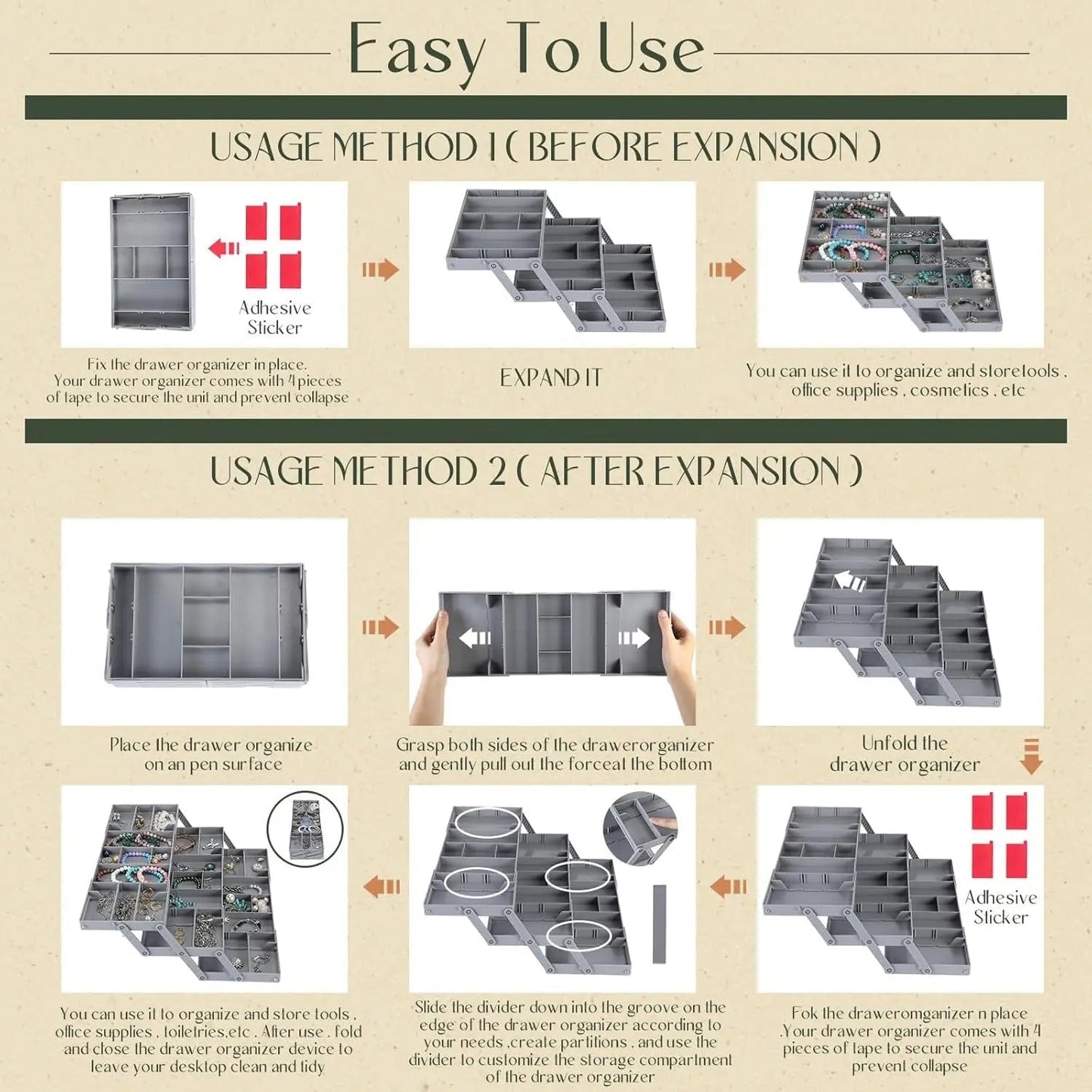 3-Tier Smart Drawer Organizer – Optimizes Storage Space Homezys