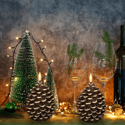 Battery-Operated Pine Cone Candle — Safe Flameless LED Light Homezys