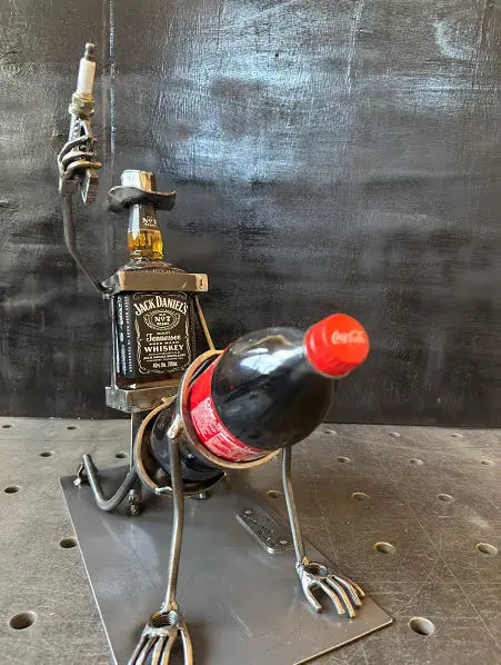 Whiskey Bottle Holder Made of Steel in Spark Plug Style Homezys