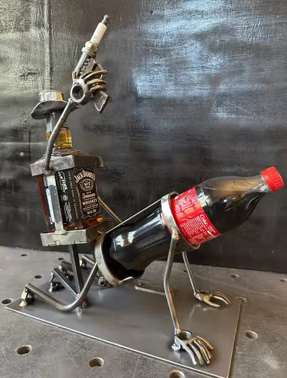 Whiskey Bottle Holder Made of Steel in Spark Plug Style Homezys