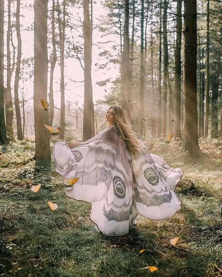 Elegant Grey Moth Cape – Perfect for Parties, Festivals & Photoshoots Homezys
