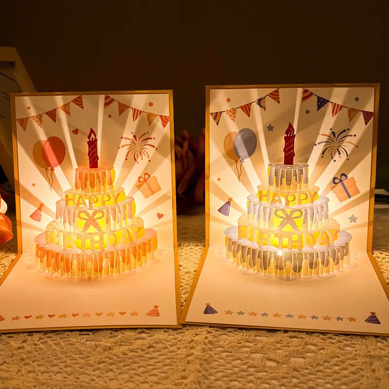 3D Pop-up Birthday Card – Handmade Greeting Card with LED Light and Music Homezys