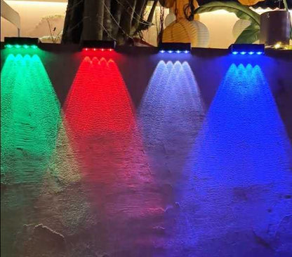 RGB solar wall light for terrace and façade with 4-sided lighting and color selection Mivoza Germany
