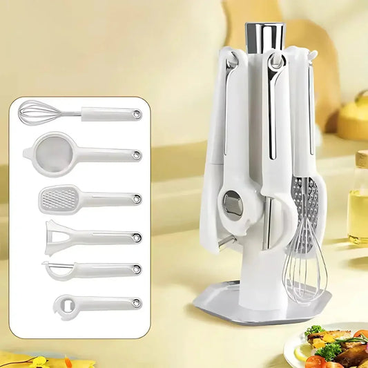 Küchenhelfer-Set — Schäler, Reibe, Schneebesen, Öffner, Sieb & Halter Mivoza Deutschland