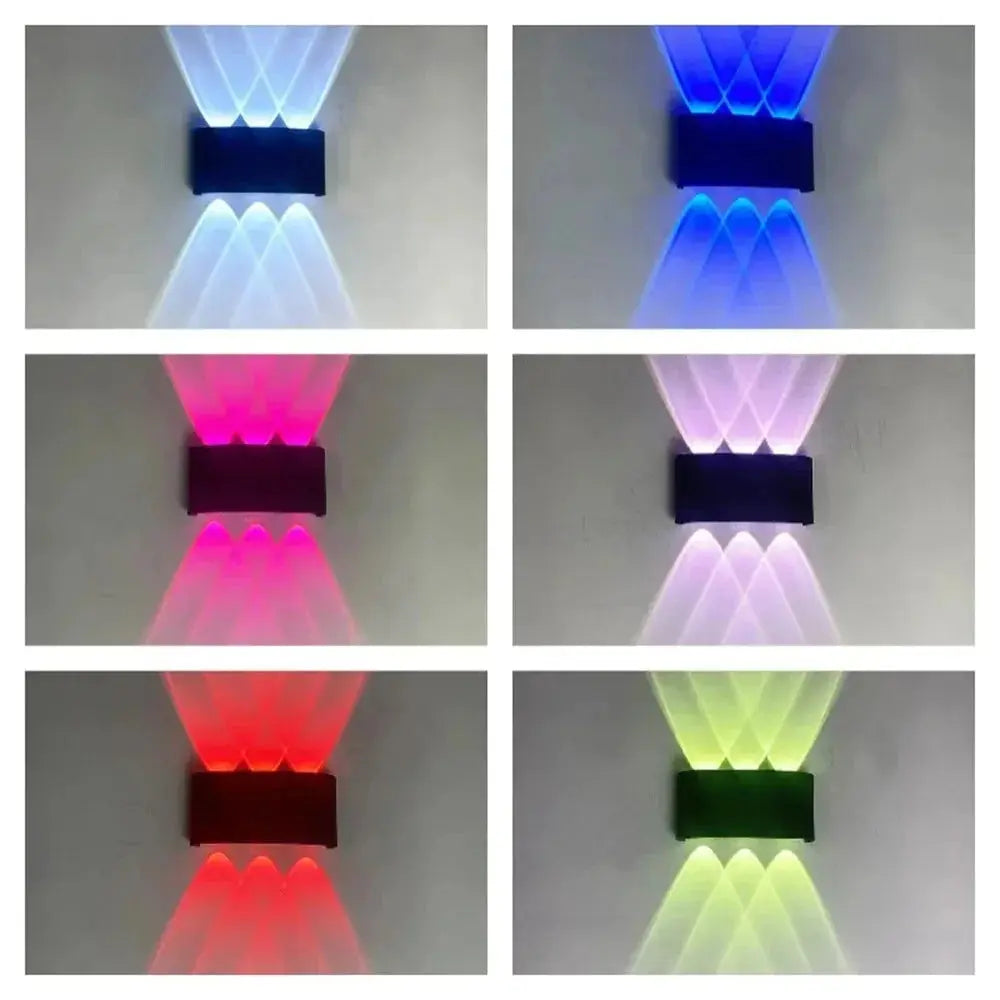 RGB solar wall light for terrace and façade with 4-sided lighting and color selection Mivoza Germany
