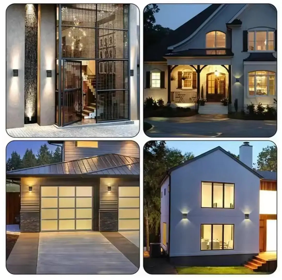 RGB solar wall light for terrace and façade with 4-sided lighting and color selection Mivoza Germany