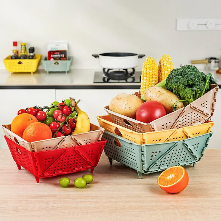Foldable Draining and Storage Basket – Space-Saving, Heat-Resistant Organizer Homezys