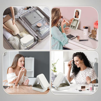 Portable Makeup Organizer — Compact LED Mirror with Adjustable Lighting Homezys