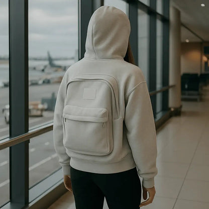 Reise-Hoodie mit Rucksack — Spart Platz & Zusatzkosten beim Fliegen Mivoza Deutschland