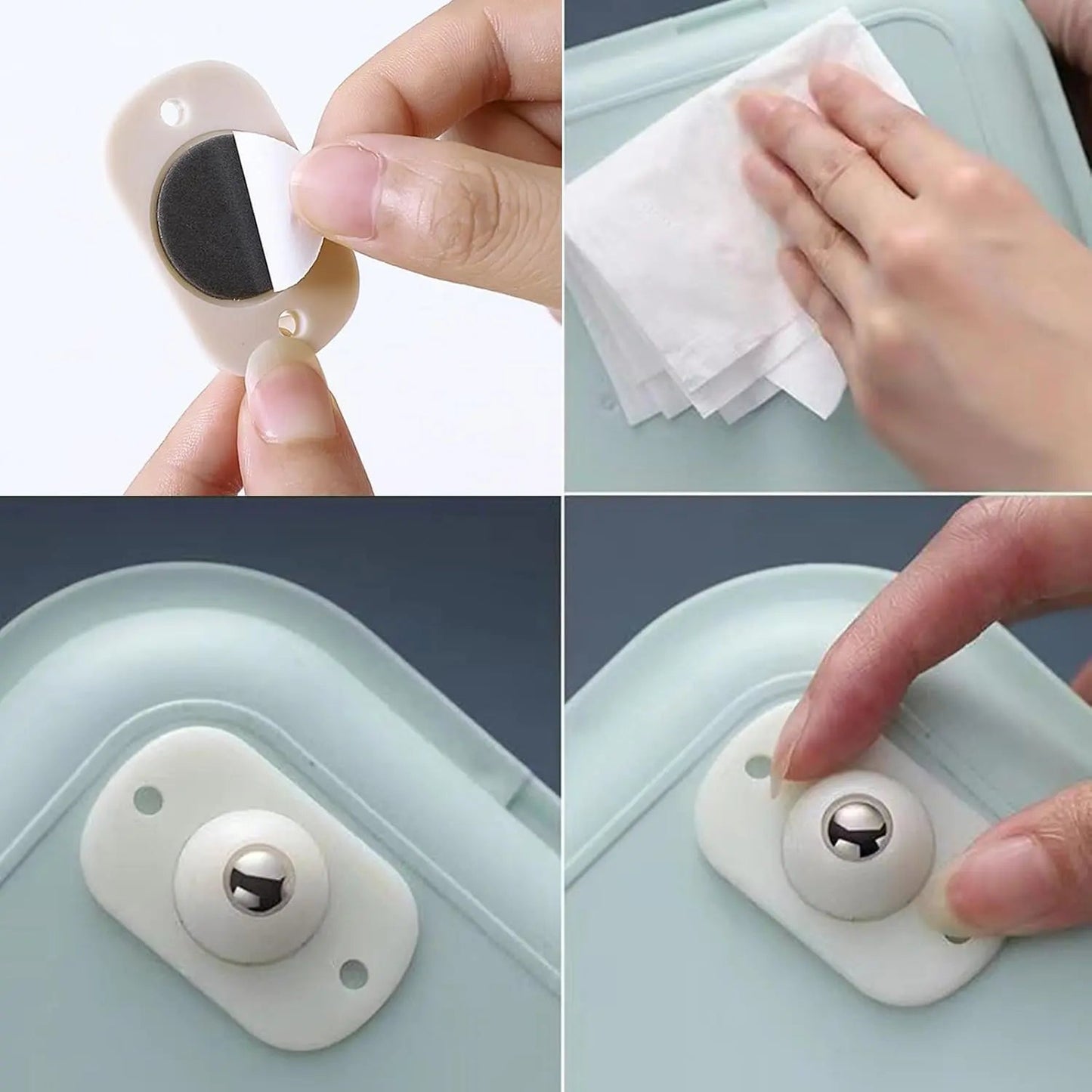 Self-adhesive 360° Mini Casters for Storage & Furniture Homezys