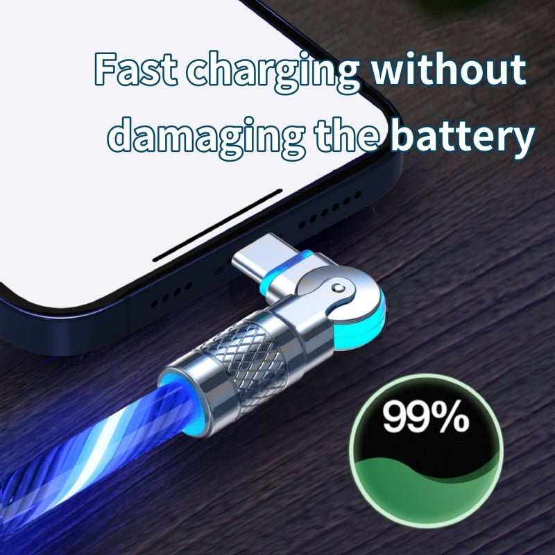Rotatable Charging Cable — 540° Fast Charging with LED Light Homezys