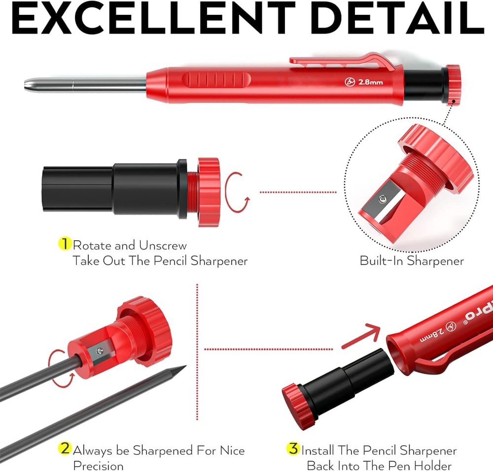 Zimmermann Pencil Set – Robust Marking Pencils with Sharpener Homezys