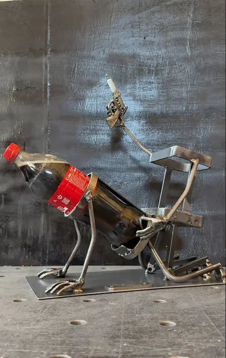 Whiskey Bottle Holder Made of Steel in Spark Plug Style Homezys