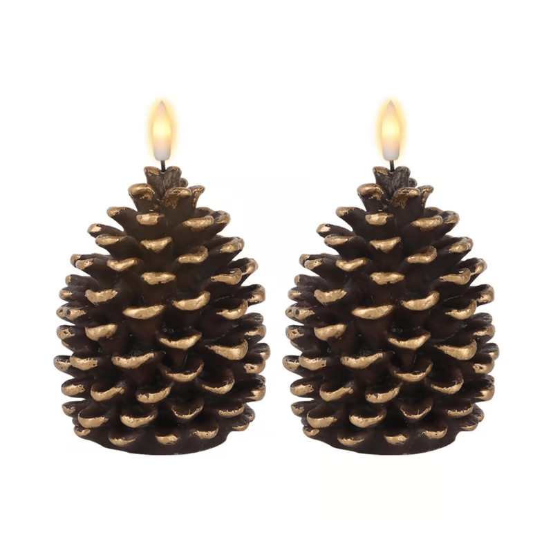 Battery-Operated Pine Cone Candle — Safe Flameless LED Light Homezys