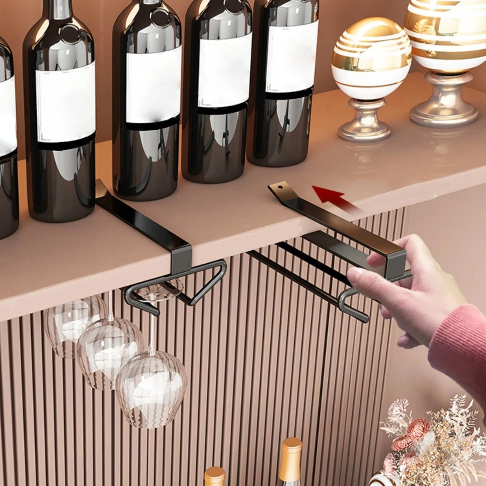 Wine Rack for Under-Cabinet Mounting — Space-Saving Glass Holder with Easy Installation Homezys