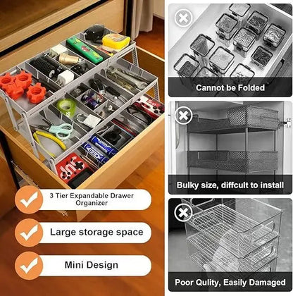 3-Tier Smart Drawer Organizer – Optimizes Storage Space Homezys