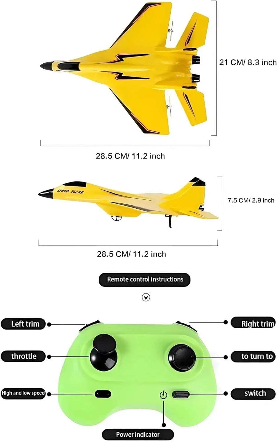 RC Plane with Gyroscope – Child-Friendly & Perfect for Outdoors Homezys
