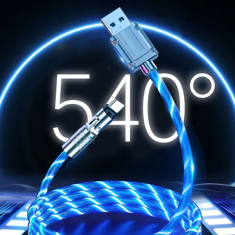 Rotatable Charging Cable — 540° Fast Charging with LED Light Homezys