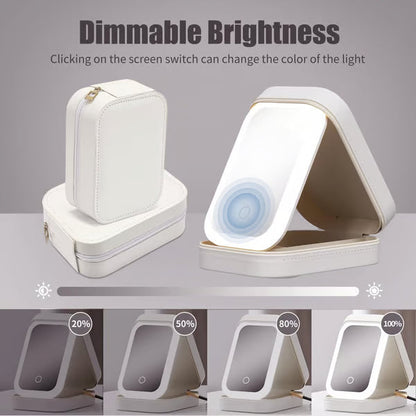 Portable Makeup Organizer — Compact LED Mirror with Adjustable Lighting Homezys