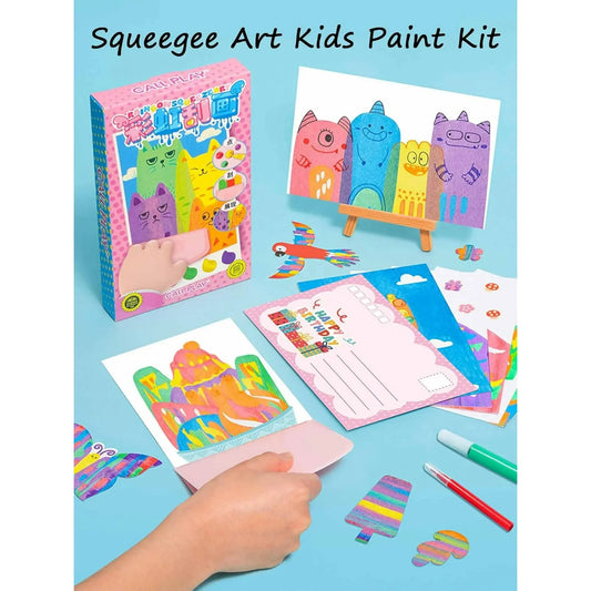 Squeegee Art Paint Kit – 35 Pieces Kids Dot Color Scratch Set Homezys