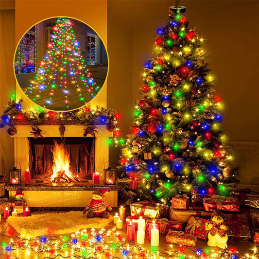 Christmas Tree Waterfall Lights — No More Tedious Light Wrapping Homezys