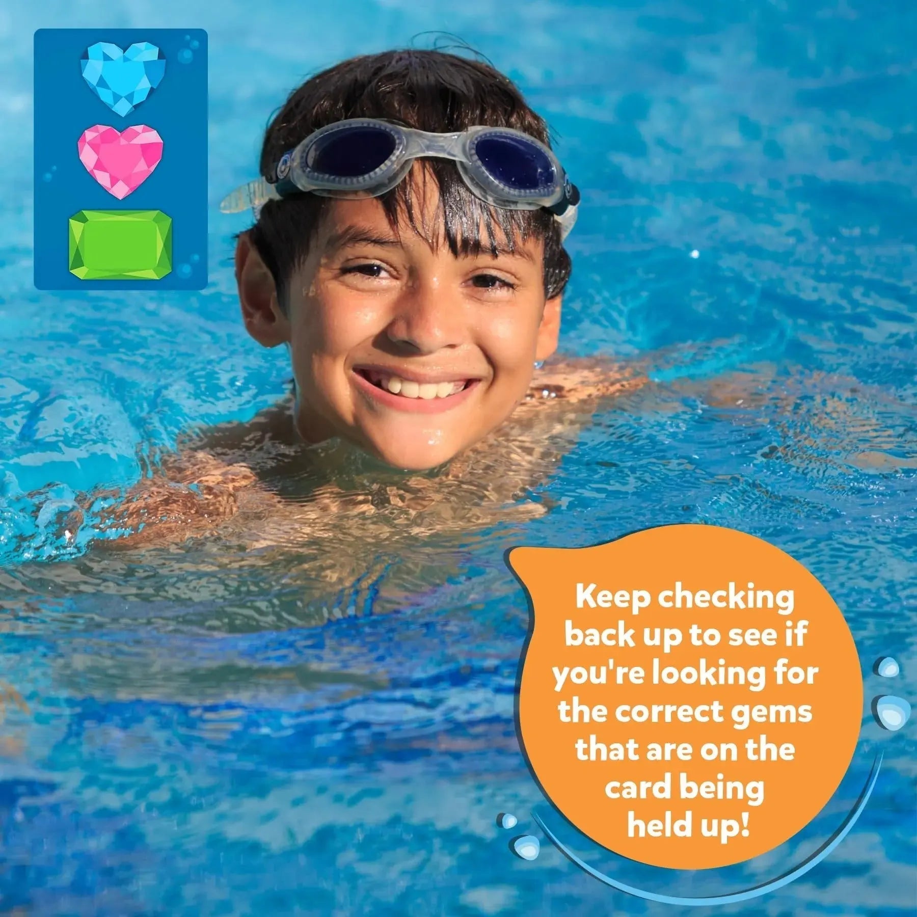 Underwater Pool Treasure Hunt Game with Waterproof Gemstones and Cards Homezys