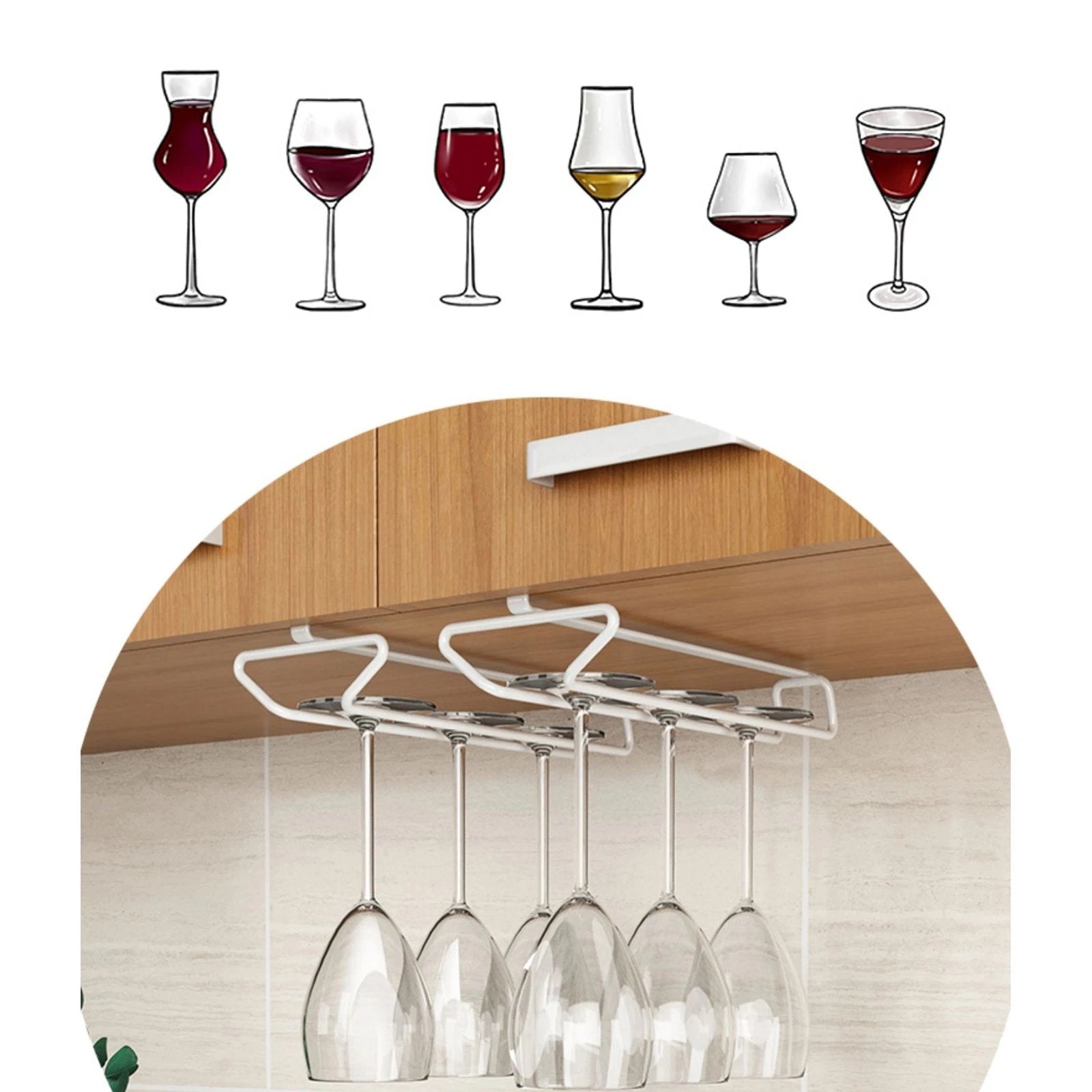Wine Rack for Under-Cabinet Mounting — Space-Saving Glass Holder with Easy Installation Homezys