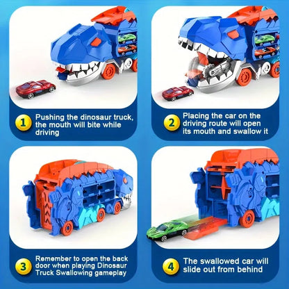 Dinosaur Transporter – Foldable Race Track with Metal Cars Homezys