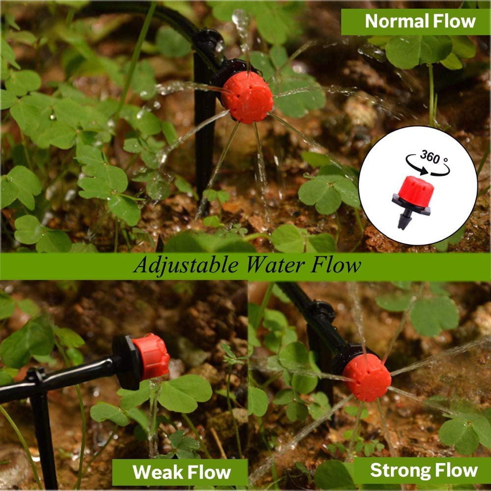 100-Pack Adjustable 360° Drip Irrigation Emitters – Optimize Watering for Gardens Homezys