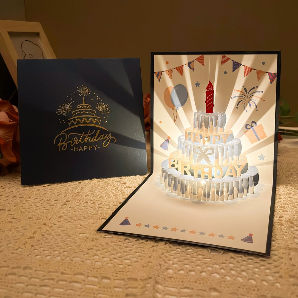 3D Pop-up Birthday Card – Handmade Greeting Card with LED Light and Music Homezys