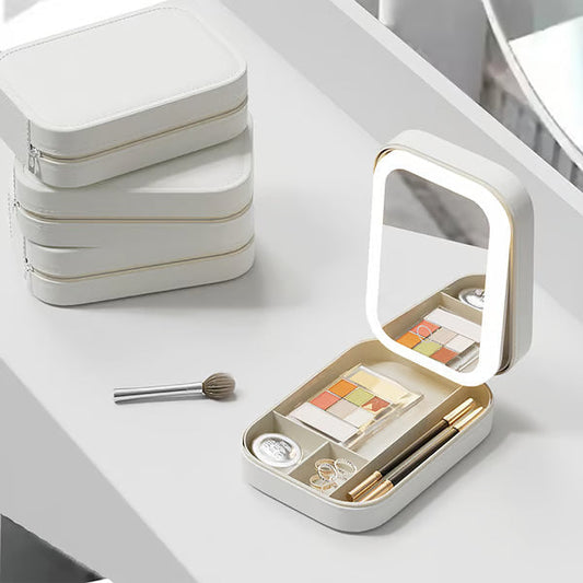 Portable Makeup Organizer — Compact LED Mirror with Adjustable Lighting Homezys