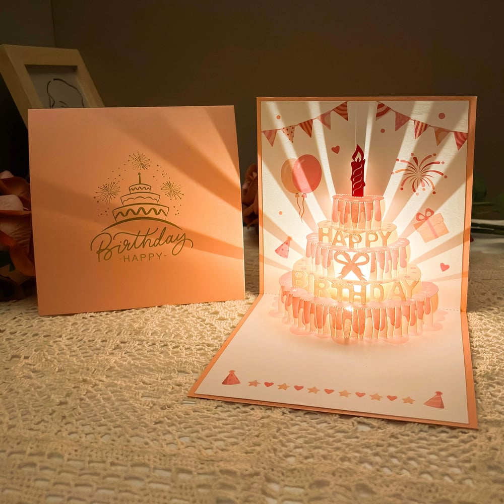 3D Pop-up Birthday Card – Handmade Greeting Card with LED Light and Music Homezys