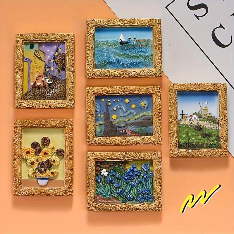 Van Gogh Refrigerator Magnets with 3D Art Details Homezys