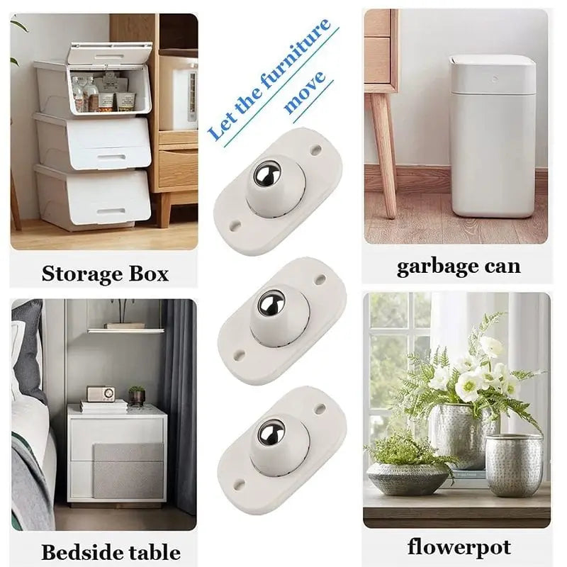 Self-adhesive 360° Mini Casters for Storage & Furniture Homezys