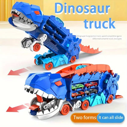Dinosaur Transporter – Foldable Race Track with Metal Cars Homezys