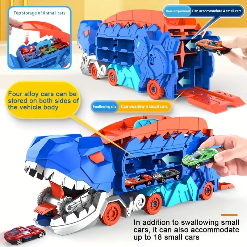 Dinosaur Transporter – Foldable Race Track with Metal Cars Homezys
