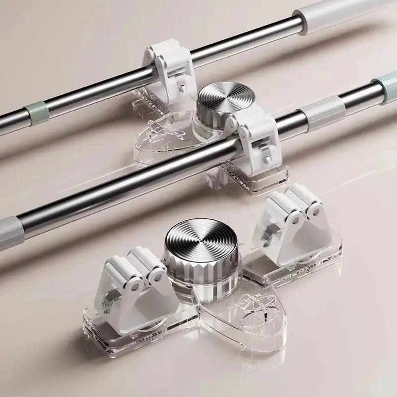 Broom clip with suction cups - Space-saving wall bracket with adjustable hooks Zorenza