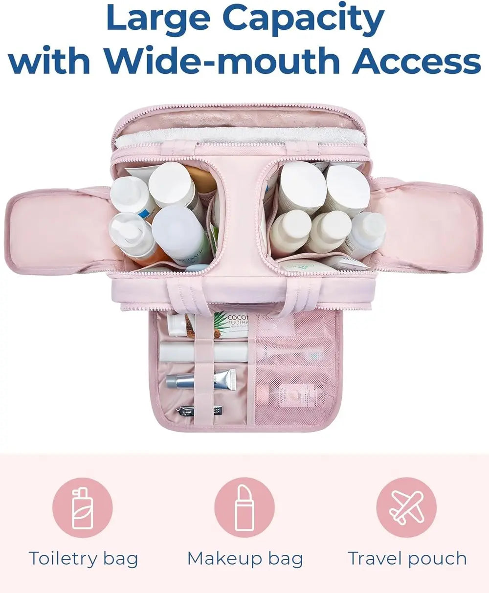 Large Capacity Wide-Open Travel Cosmetic Bag Zorenza