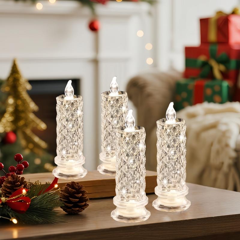 LED Crystal Candle Lights — Sparkling & Romantic Table Lighting Set of 4 Homezys