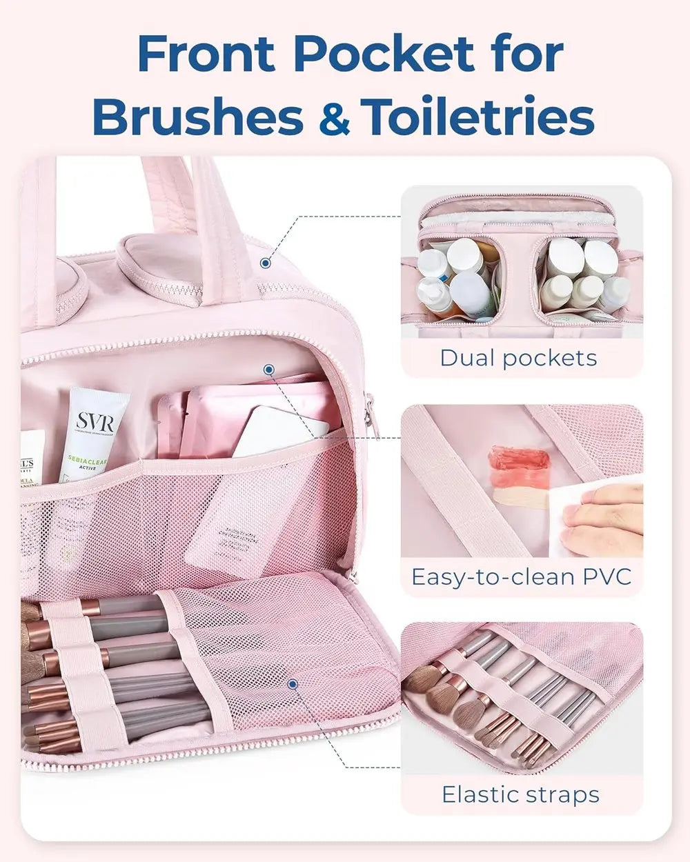 Large Capacity Wide-Open Travel Cosmetic Bag Zorenza