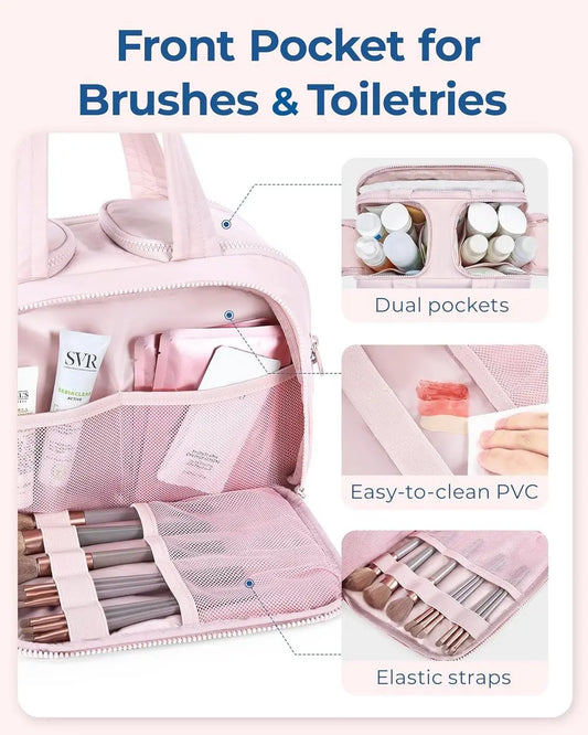 Large Capacity Wide-Open Travel Cosmetic Bag Zorenza
