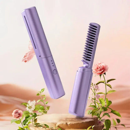Portable Hair Straightening Brush – Comb & straightener in one for effortless styling on the go Homezys