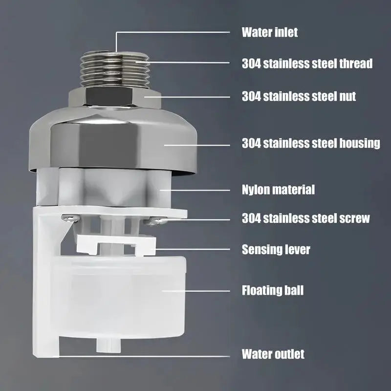 Stainless steel mini float valve - Automatic water level control Mivoza Germany