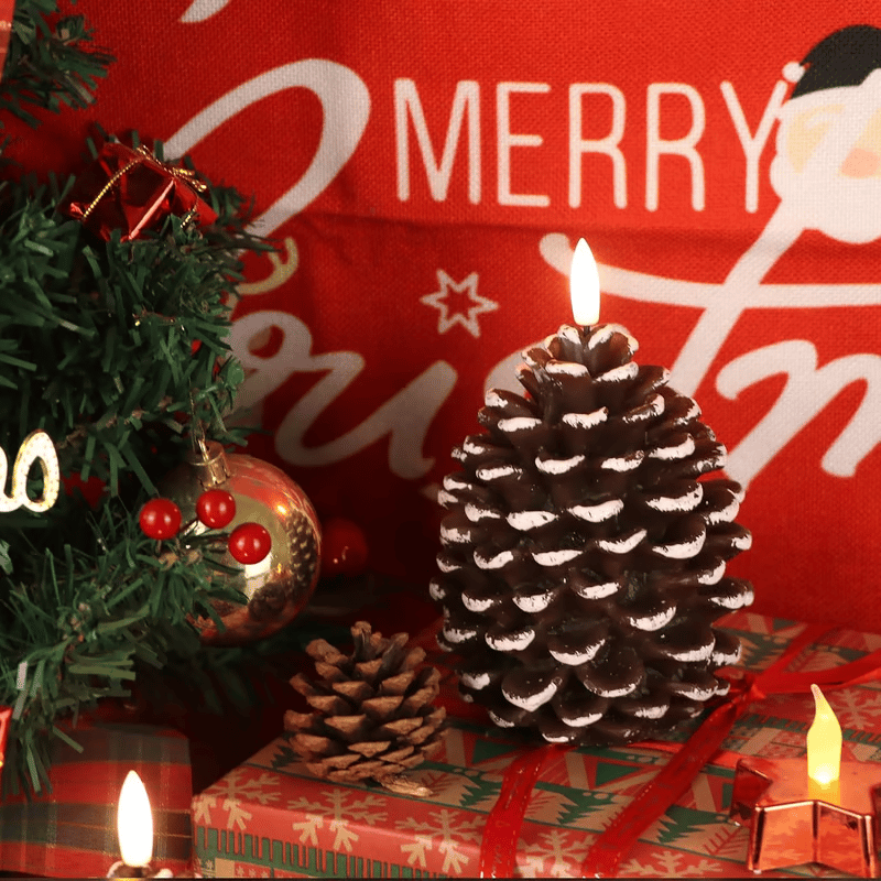 Battery-Operated Pine Cone Candle — Safe Flameless LED Light Homezys