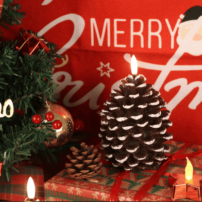 Battery-Operated Pine Cone Candle — Safe Flameless LED Light Homezys