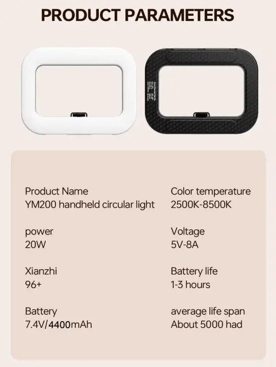 Rechargeable Selfie Portable Ring Light – Adjustable Bicolor Fill Light Zorenza