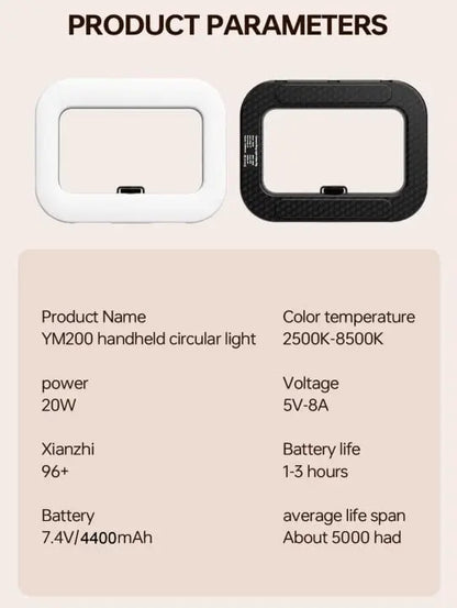 Rechargeable Selfie Portable Ring Light – Adjustable Bicolor Fill Light Zorenza
