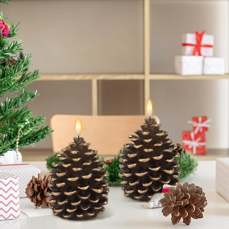 Battery-Operated Pine Cone Candle — Safe Flameless LED Light Homezys