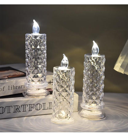 LED Crystal Candle Lights — Sparkling & Romantic Table Lighting Set of 4 Homezys